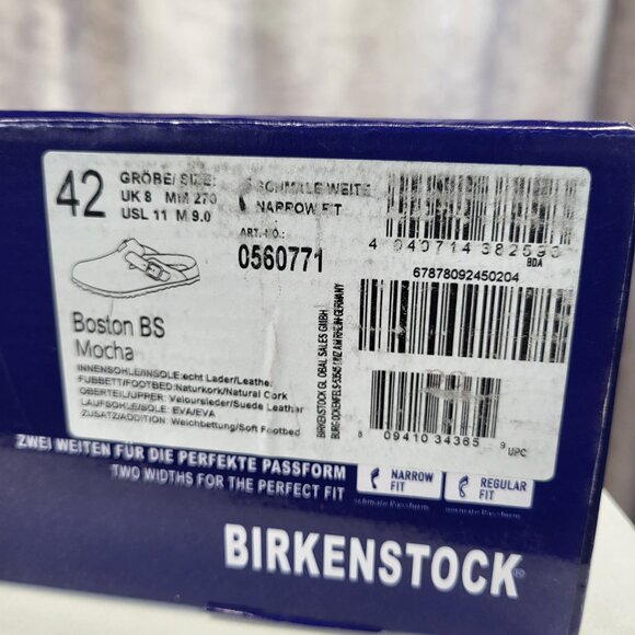 Birkenstock Boston BS MOCHA Clog Narrow Fit Size 42 Men's 9 Women's 11 - Picture 2 of 15